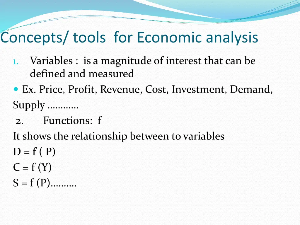 concepts tools for economic analysis