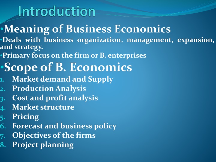 meaning of business economics deals with business