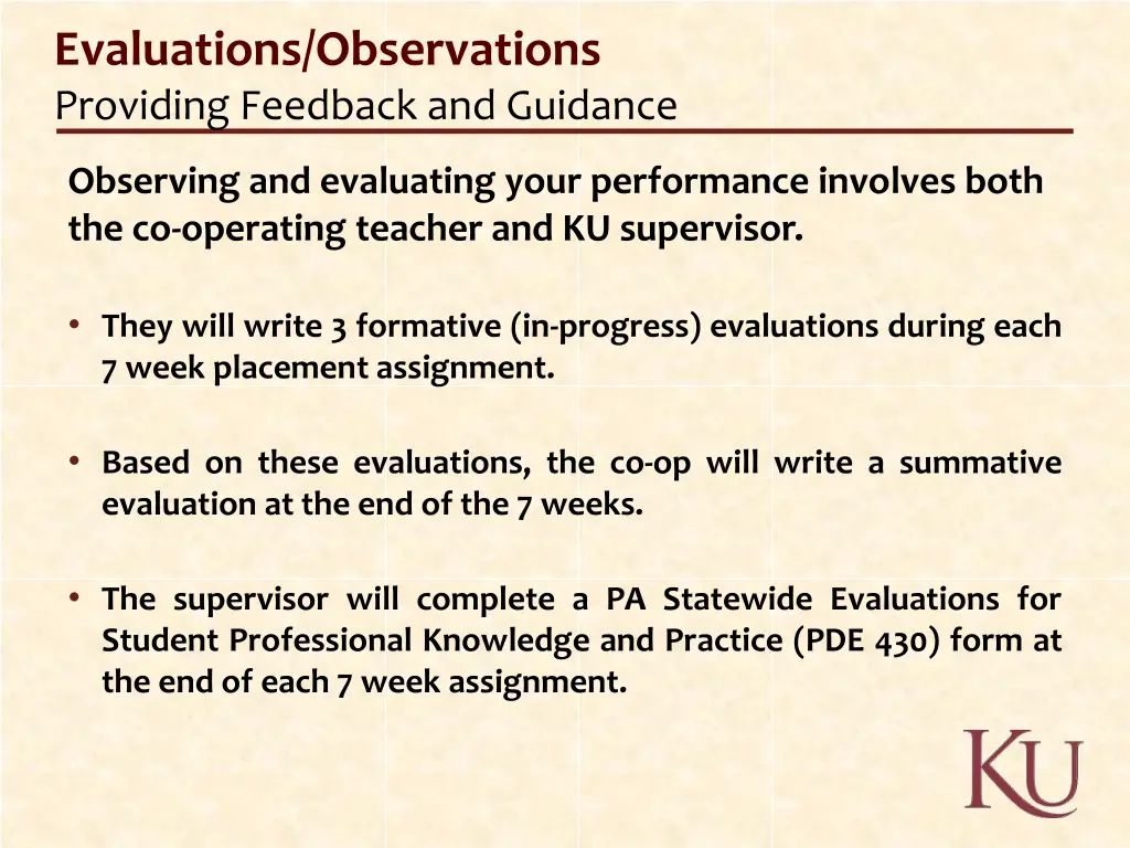evaluations observations providing feedback