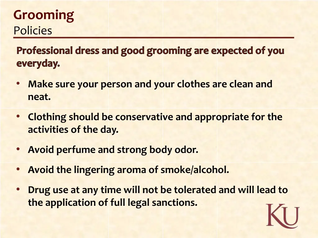 grooming policies