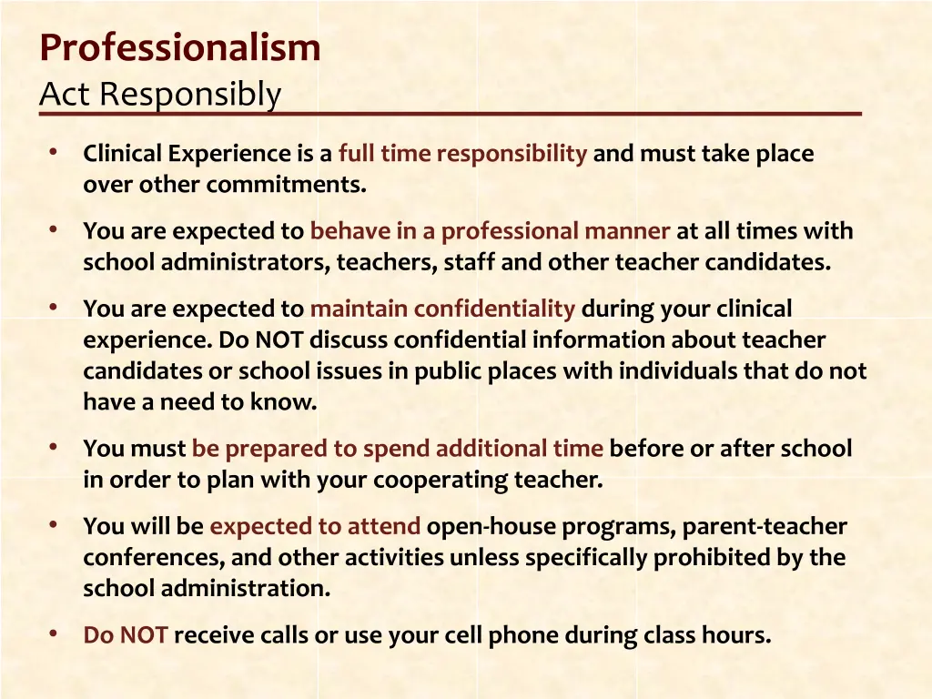 professionalism act responsibly