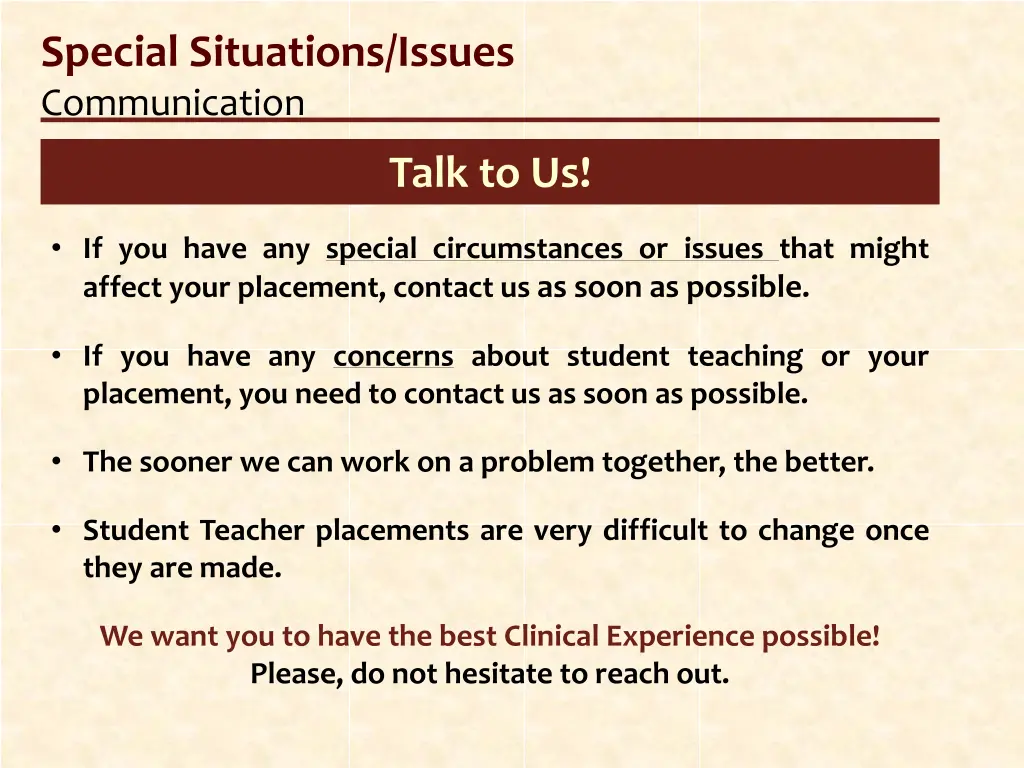 special situations issues communication