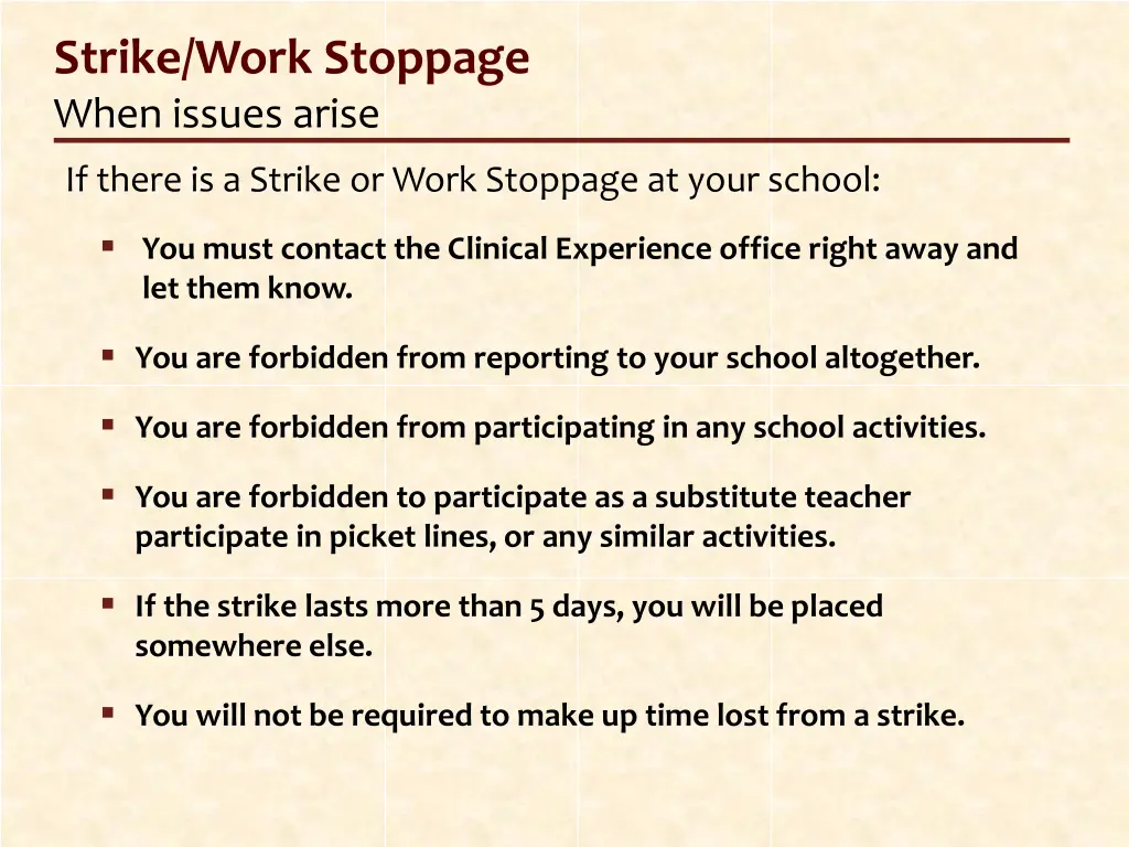 strike work stoppage when issues arise
