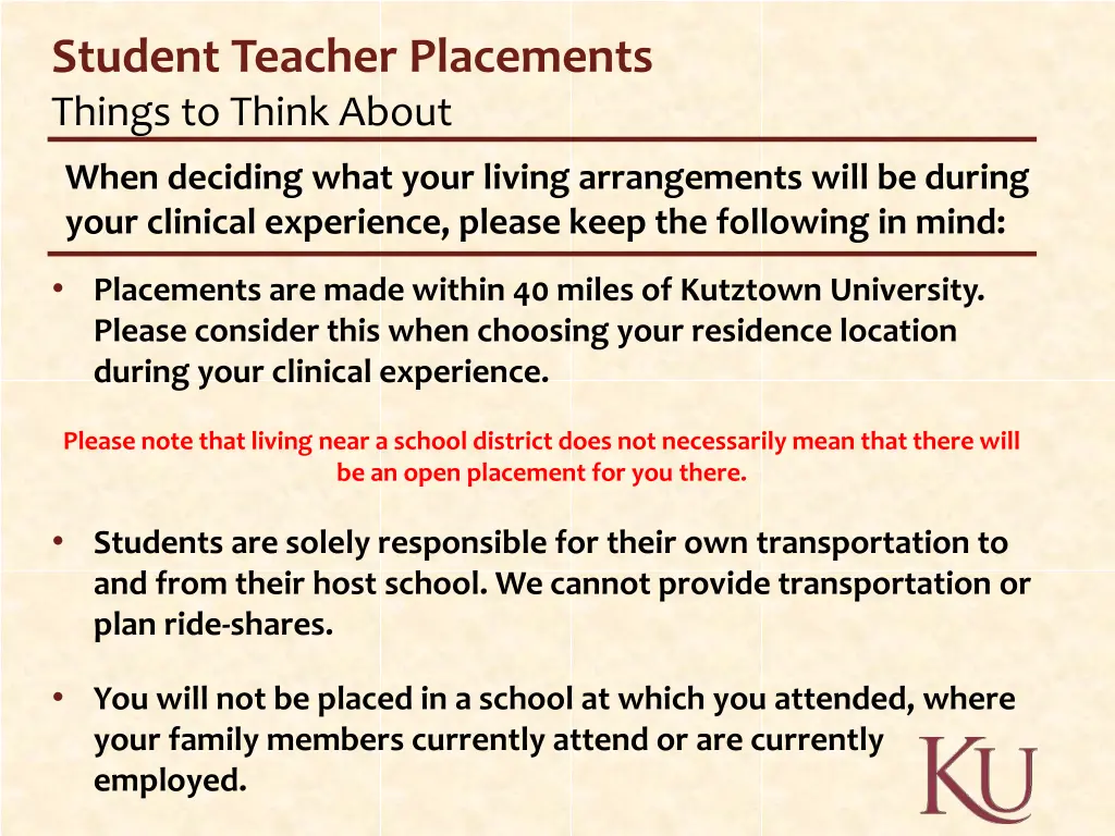 student teacher placements things to think about