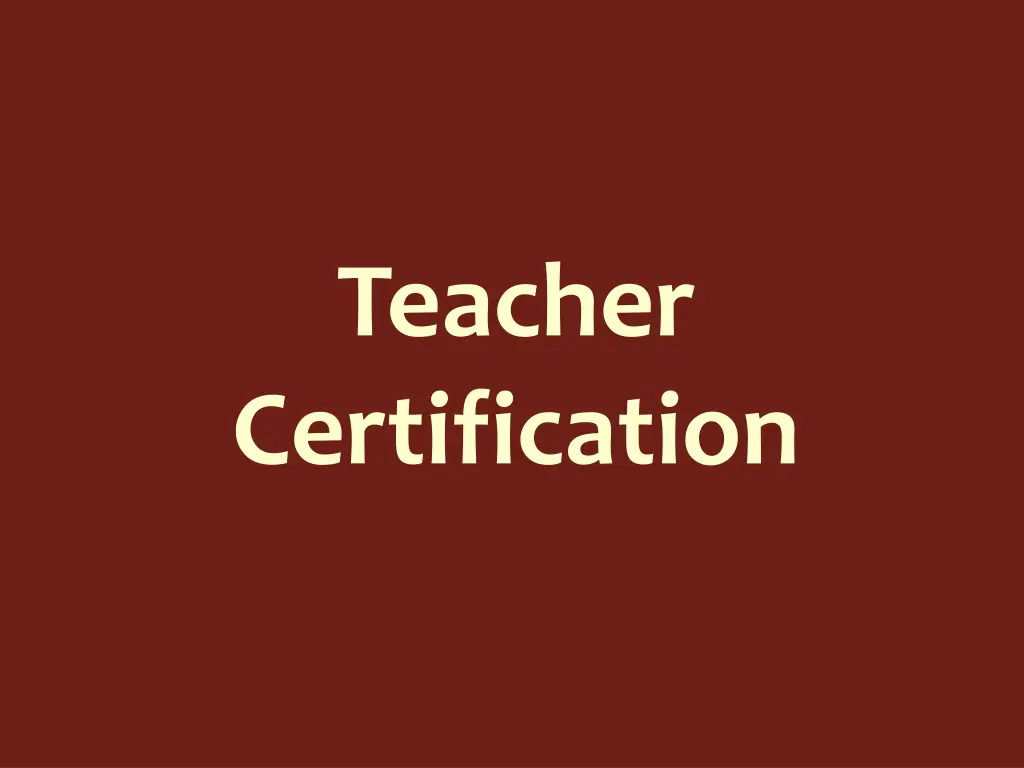 teacher certification
