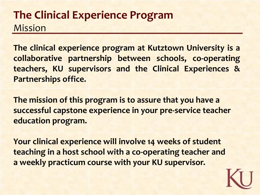 the clinical experience program mission