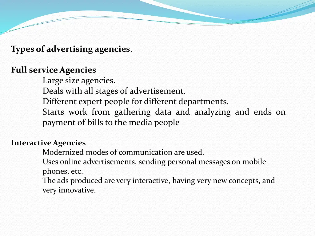types of advertising agencies