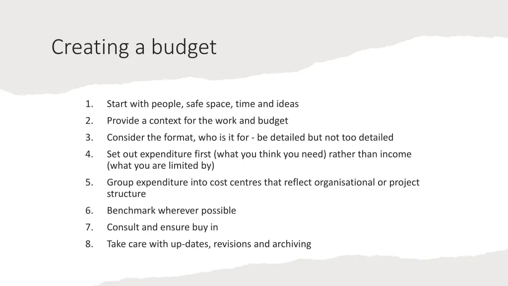 creating a budget