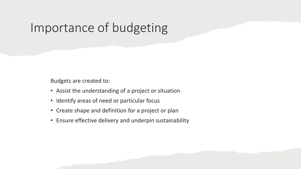 importance of budgeting