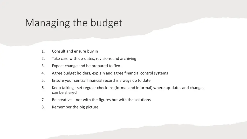 managing the budget