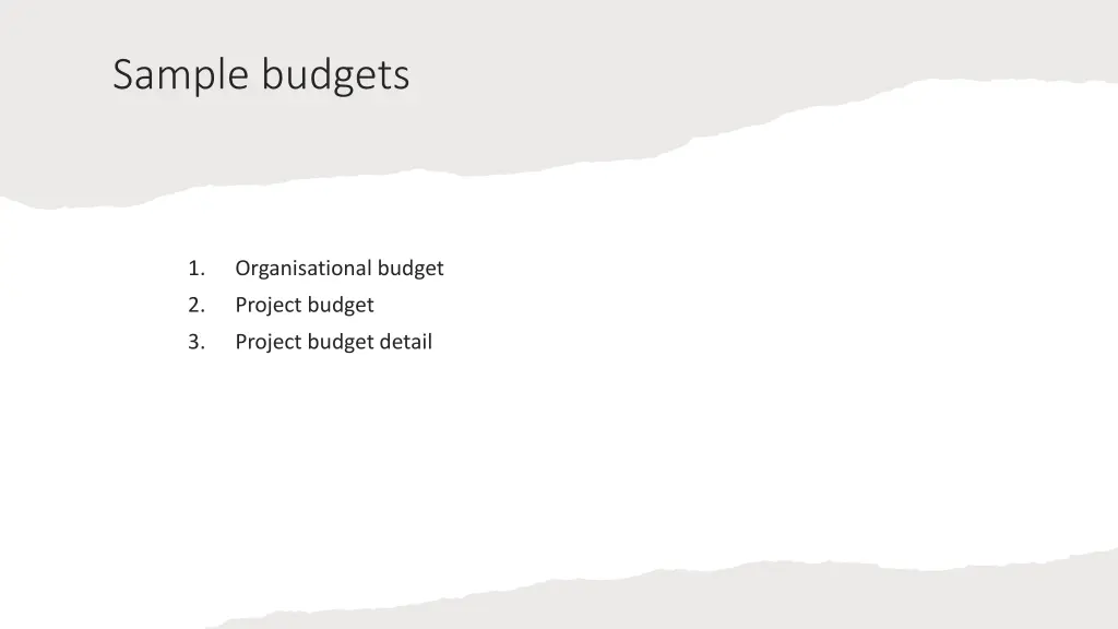 sample budgets