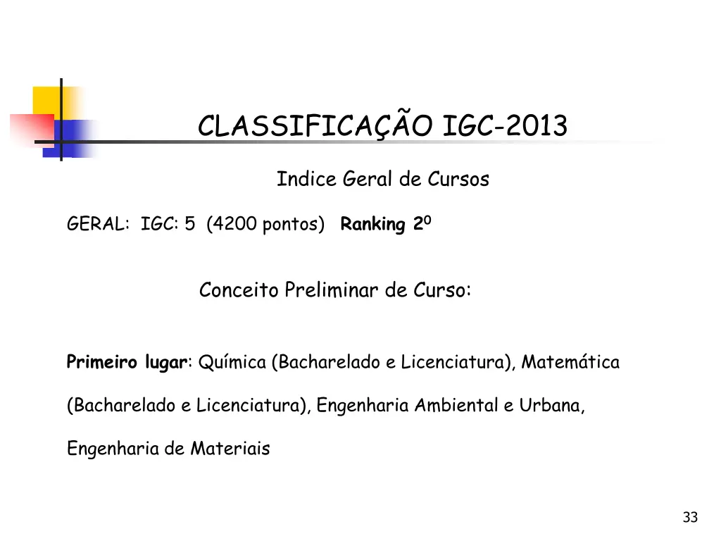 classifica o igc 2013