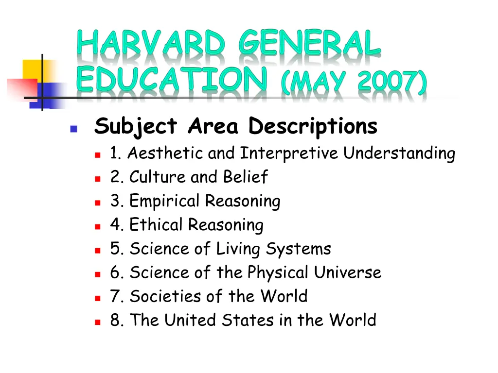 subject area descriptions 1 aesthetic