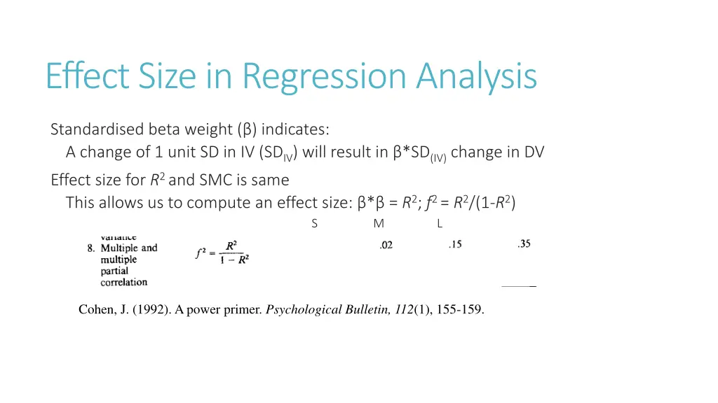 effect size in regression analysis