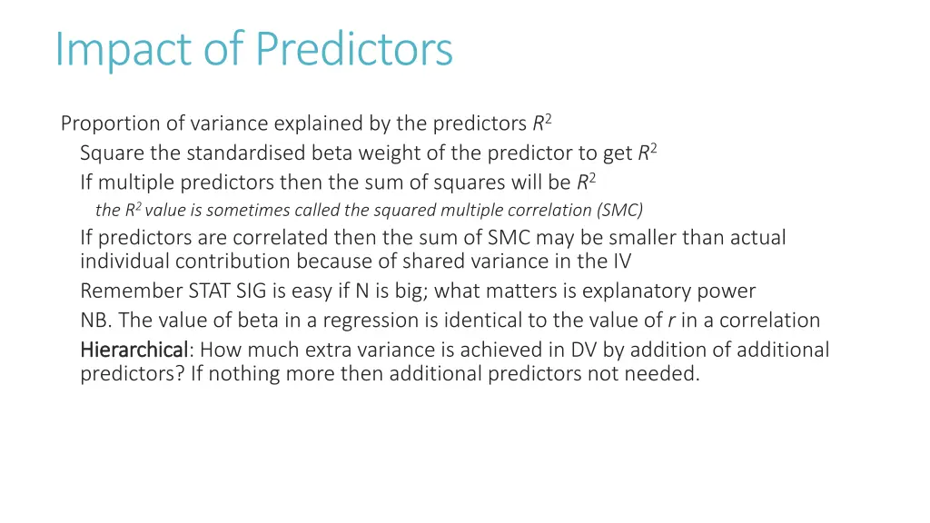 impact of predictors