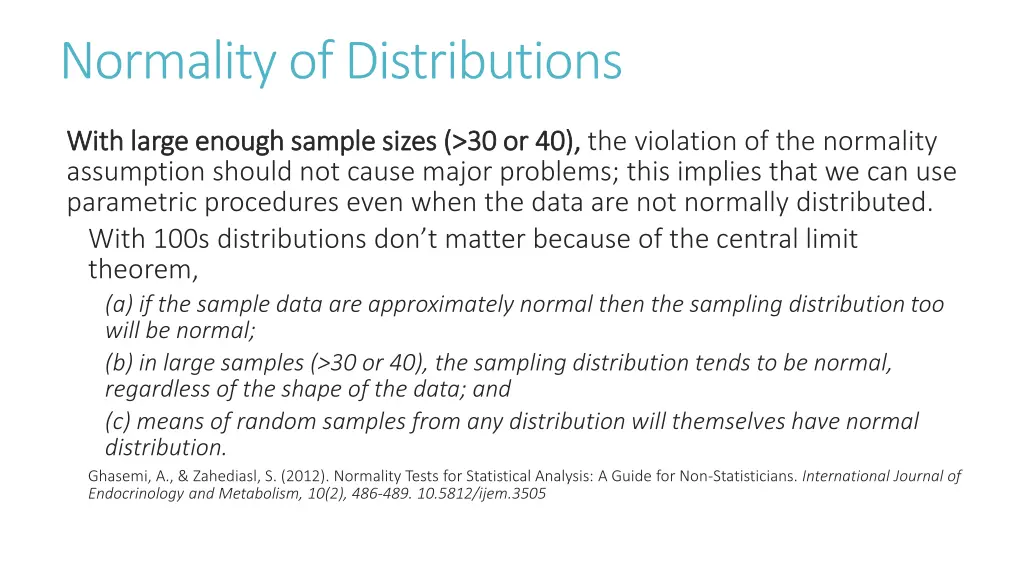 normality of distributions