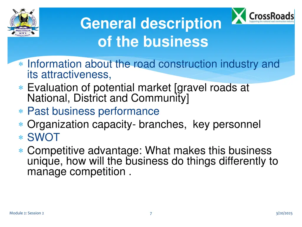 general description of the business
