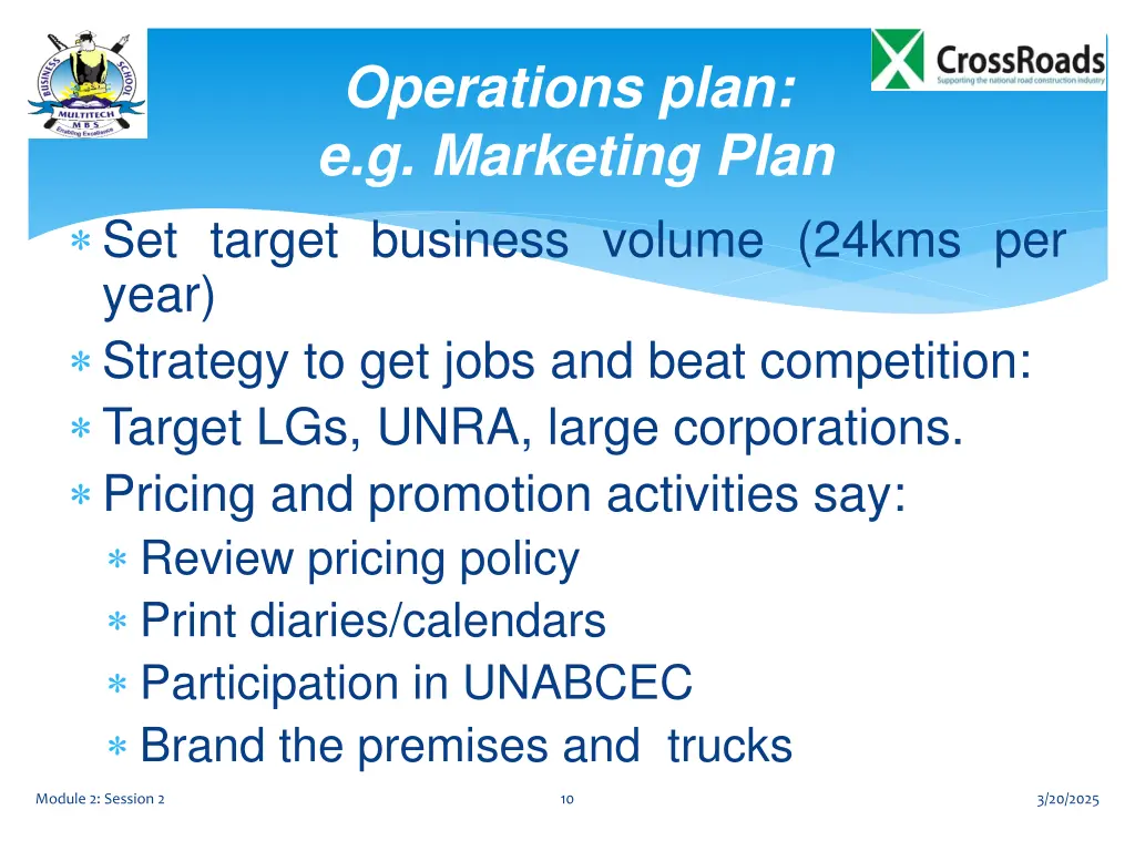 operations plan e g marketing plan