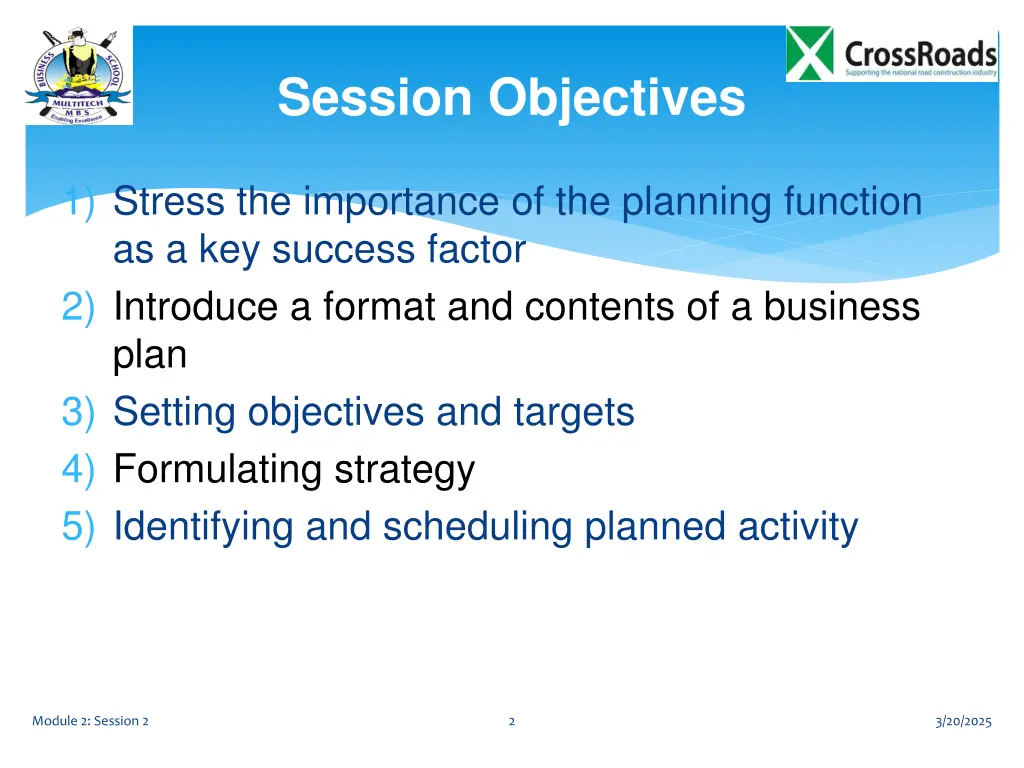 session objectives