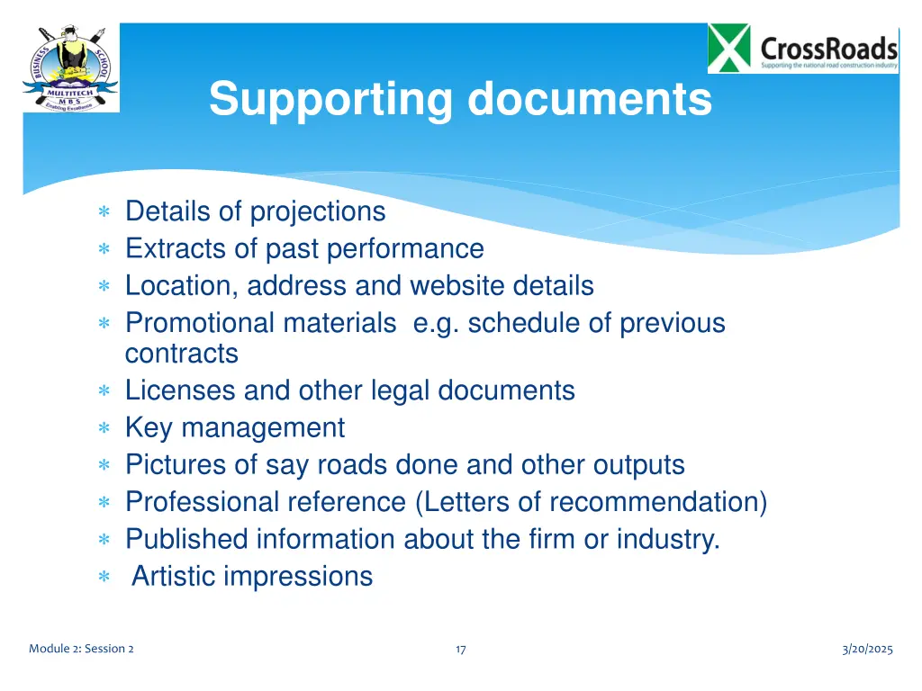 supporting documents