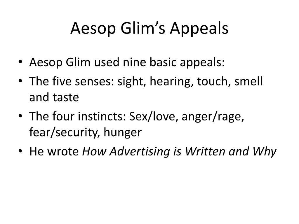 aesop glim s appeals