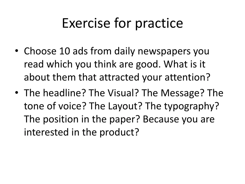 exercise for practice
