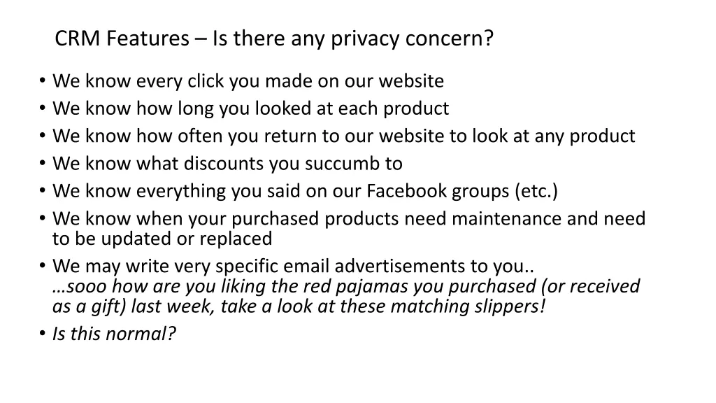 crm features is there any privacy concern