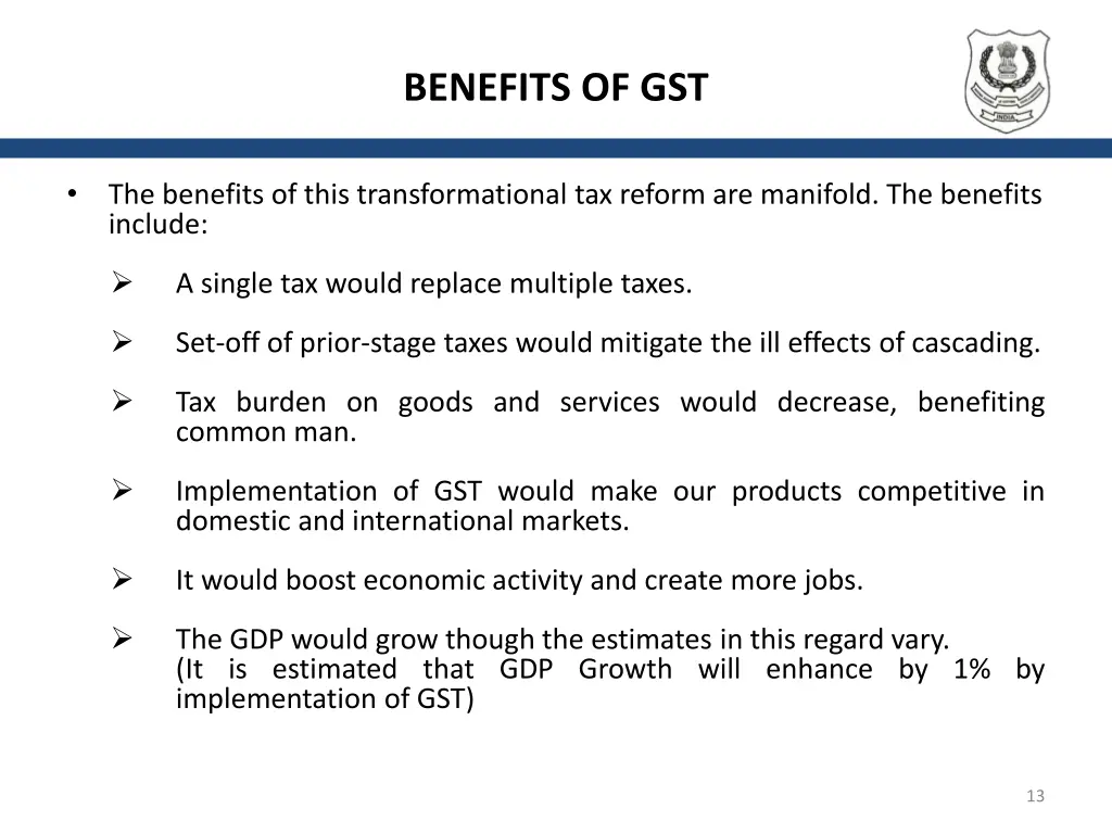benefits of gst
