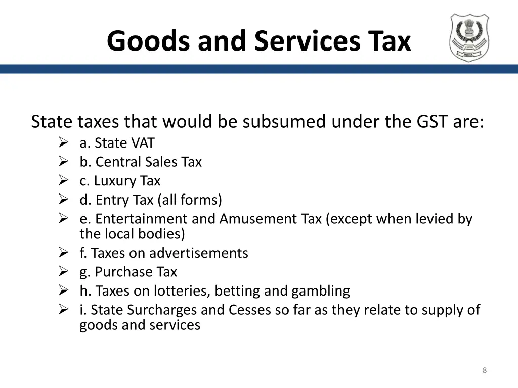 goods and services tax 1