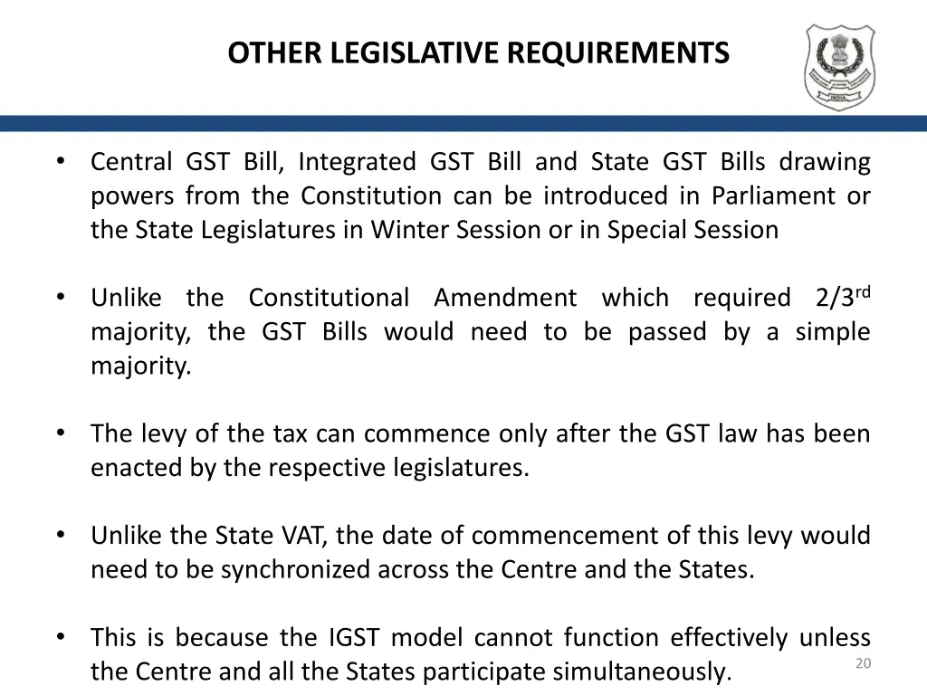 other legislative requirements