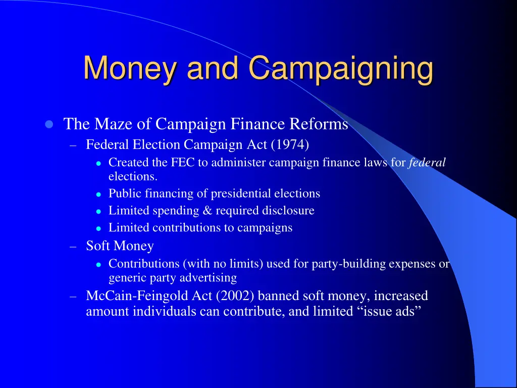 money and campaigning