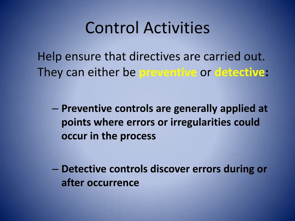 control activities