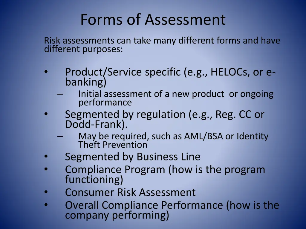 forms of assessment