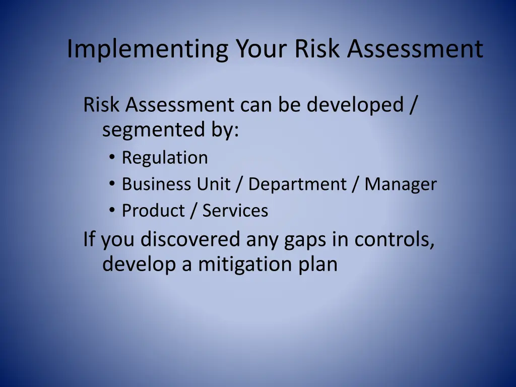 implementing your risk assessment 1