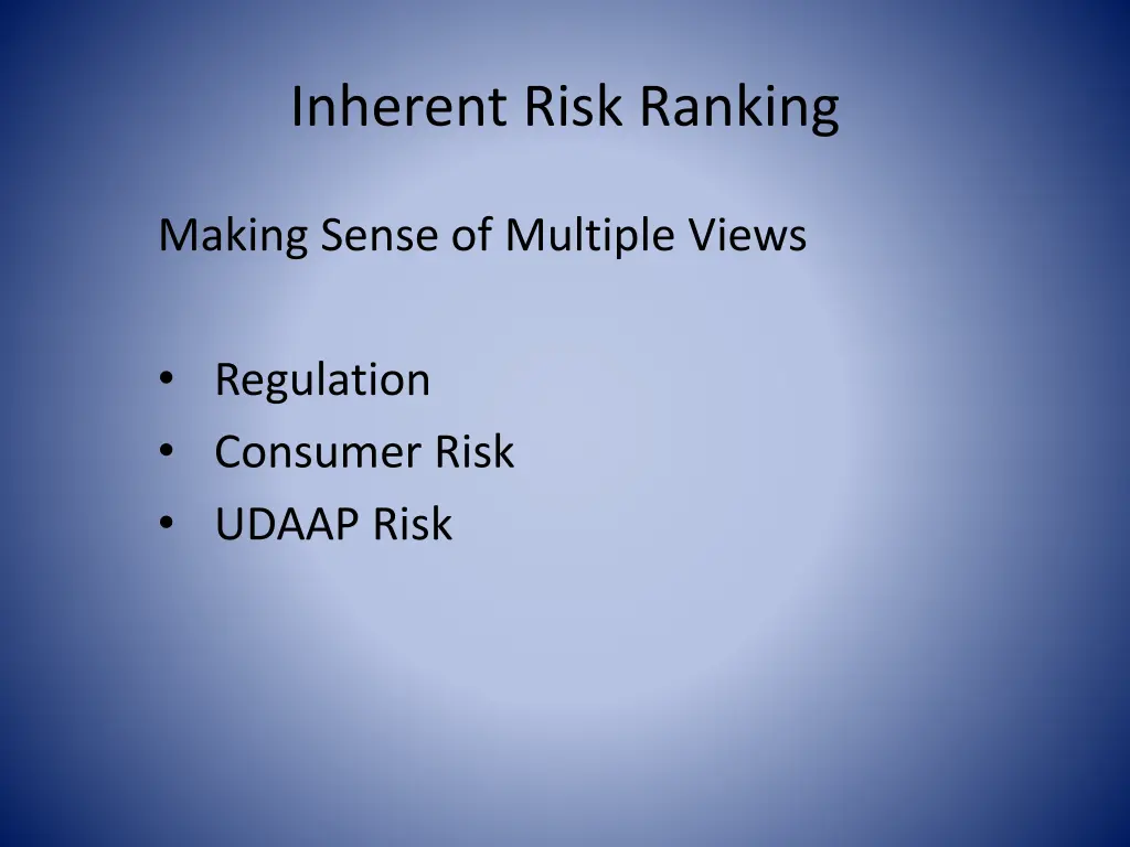 inherent risk ranking 1