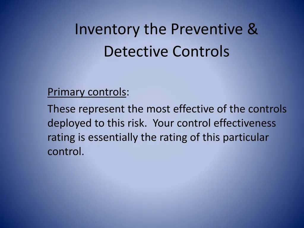 inventory the preventive detective controls