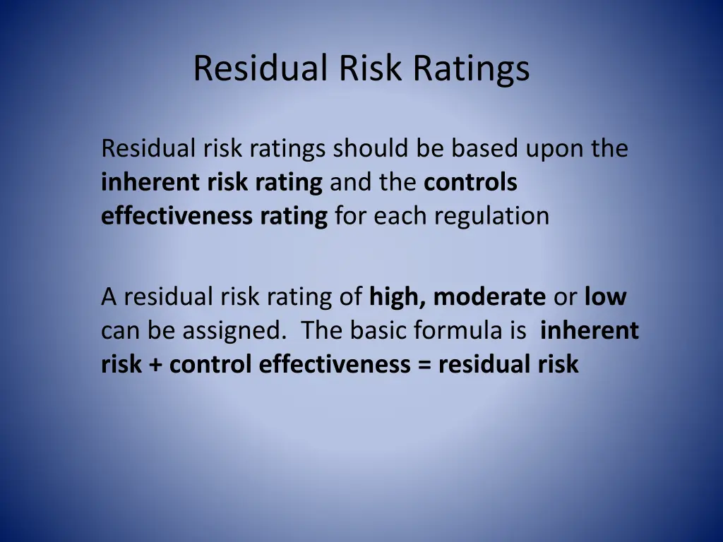 residual risk ratings