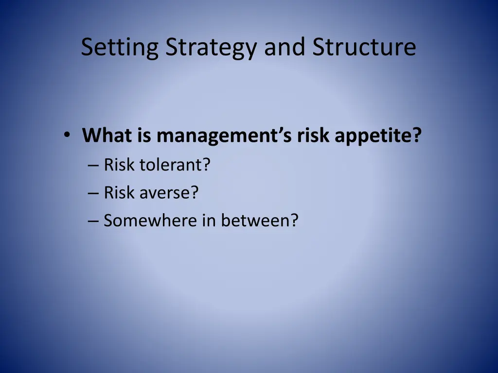 setting strategy and structure 1