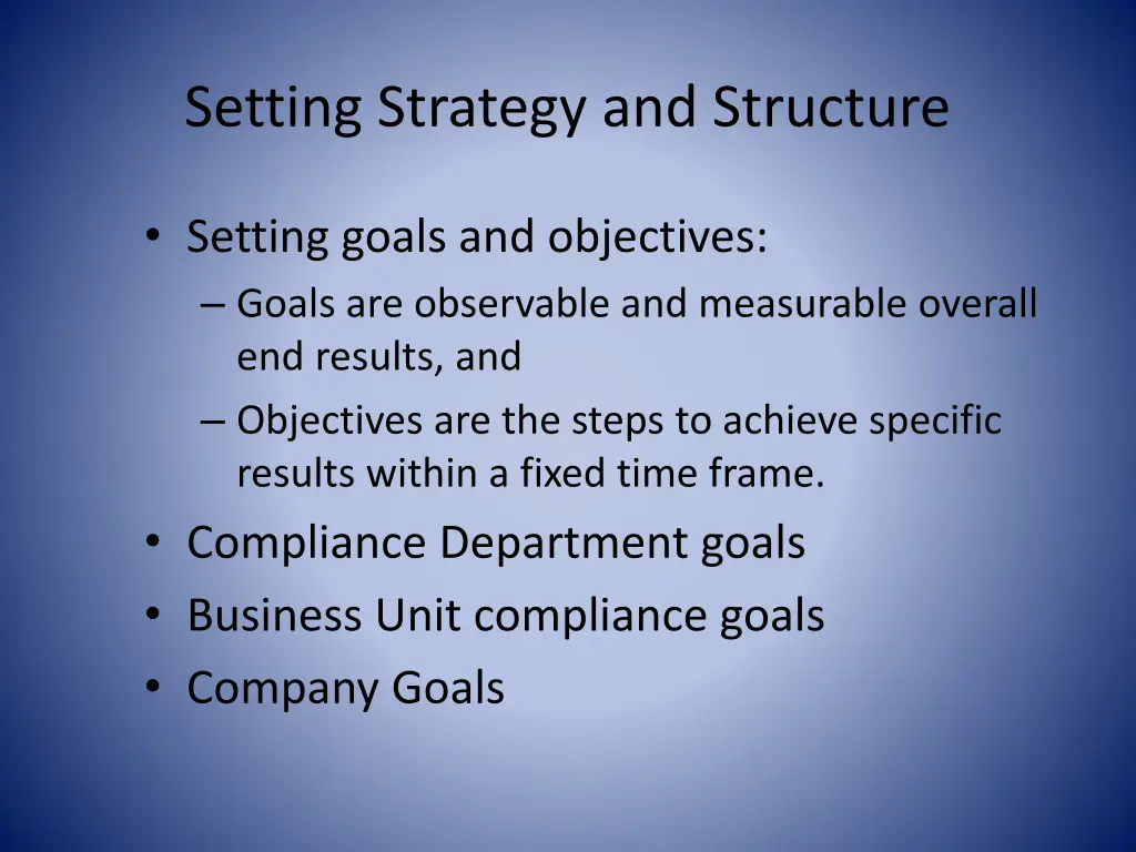 setting strategy and structure 2