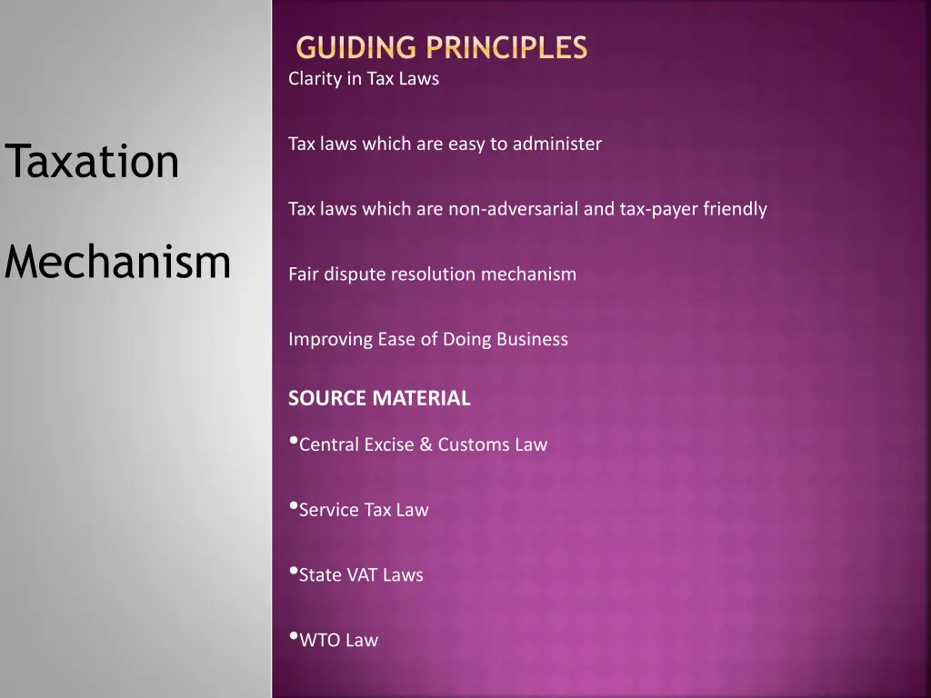 guiding principles clarity in tax laws