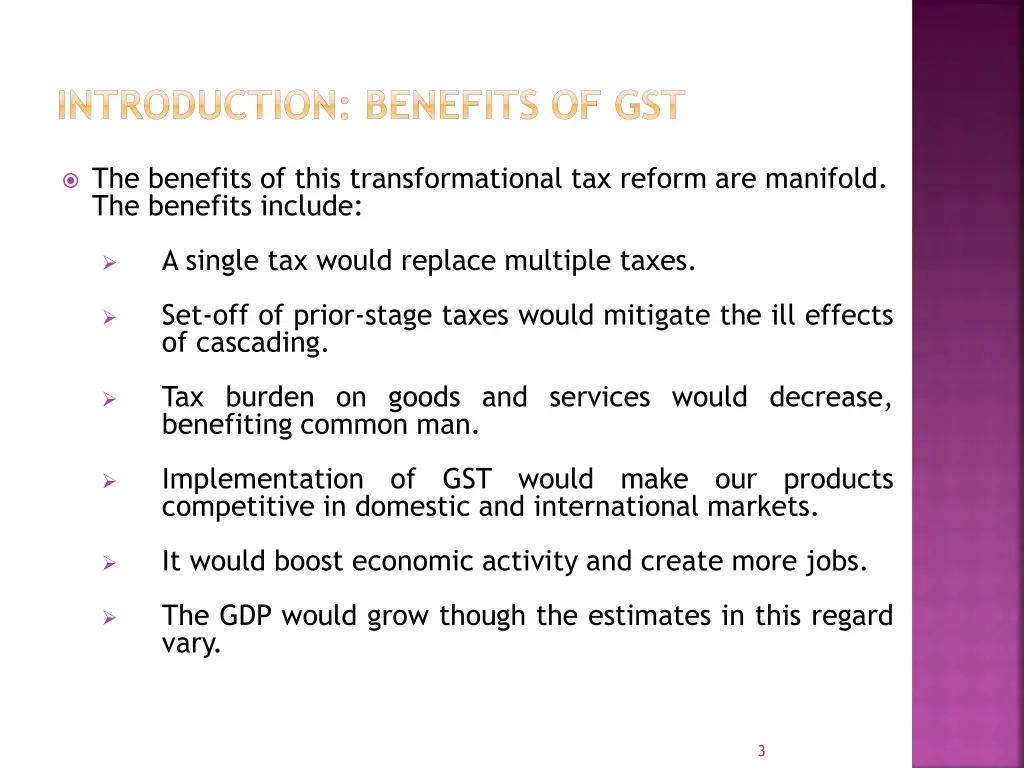 introduction benefits of gst
