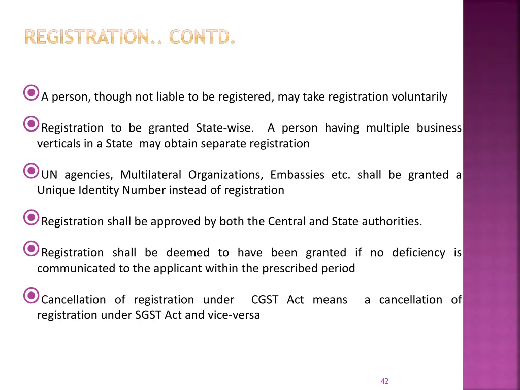 registration contd