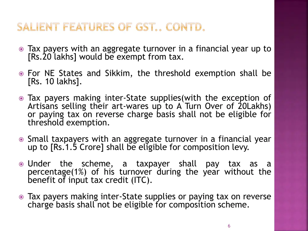 salient features of gst contd 1