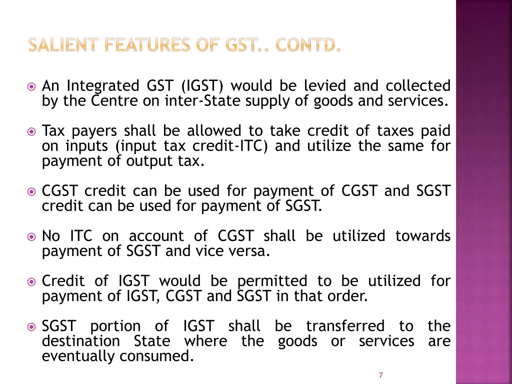 salient features of gst contd 2