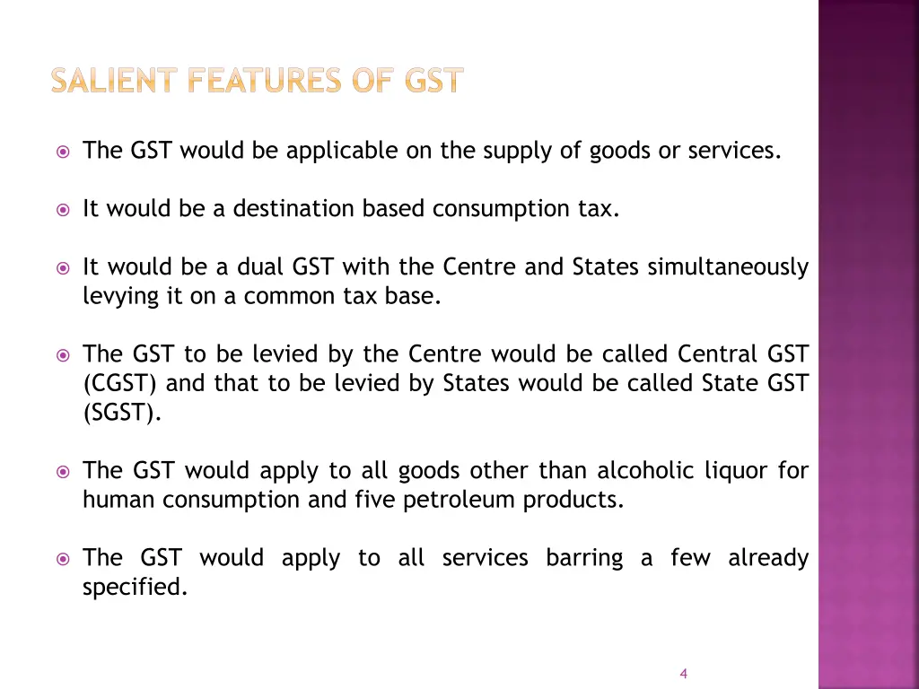 salient features of gst