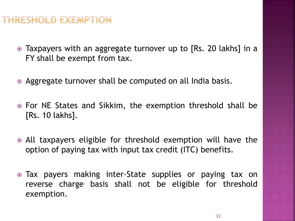 threshold exemption