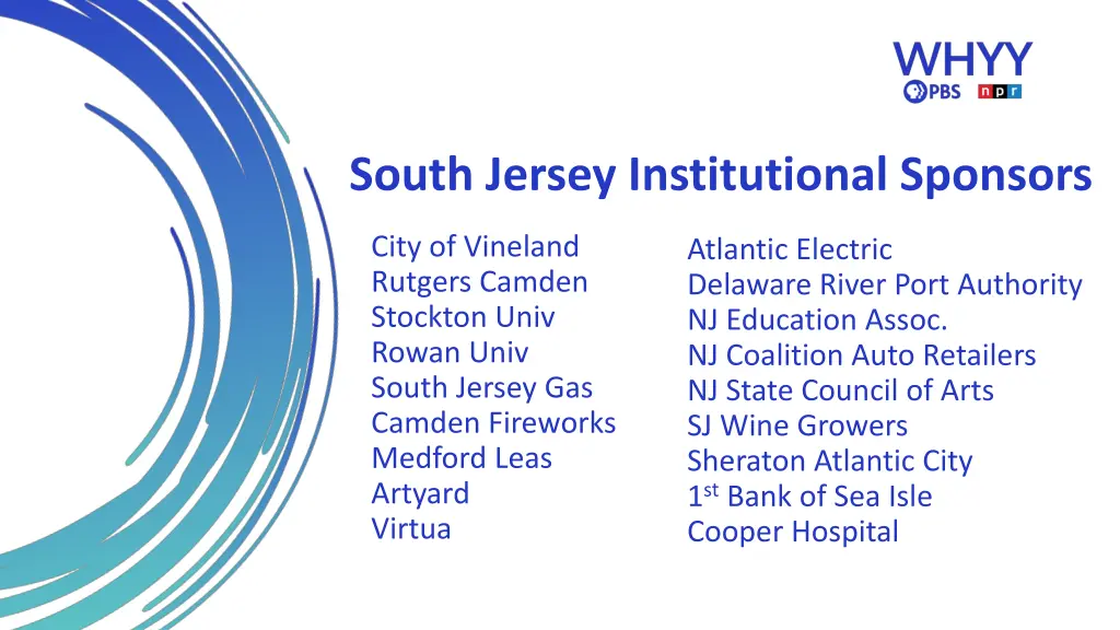 south jersey institutional sponsors