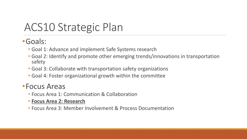 acs10 strategic plan goals goal 1 advance