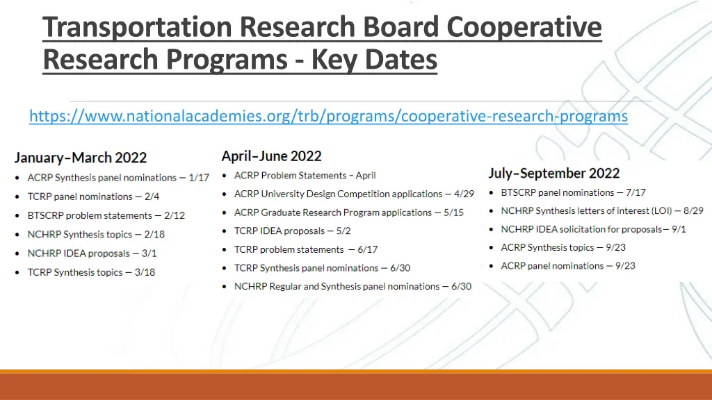 transportation research board cooperative