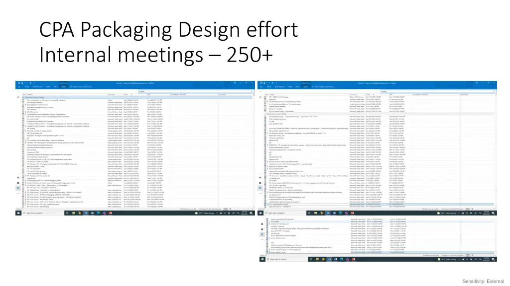cpa packaging design effort internal meetings 250